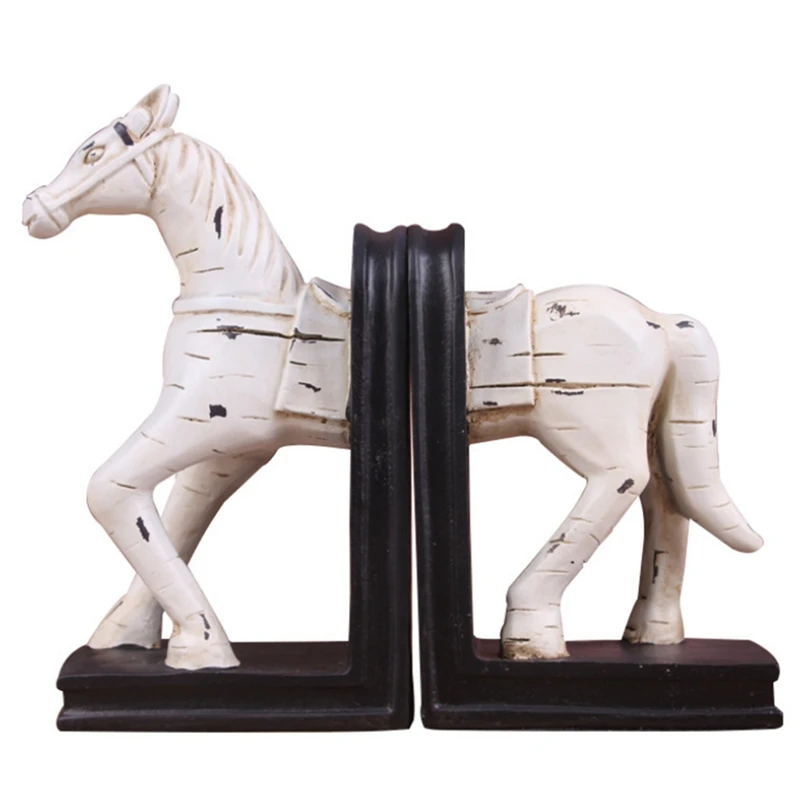 Ретро книжные полки украшения для офиса полимерная Конская скульптура