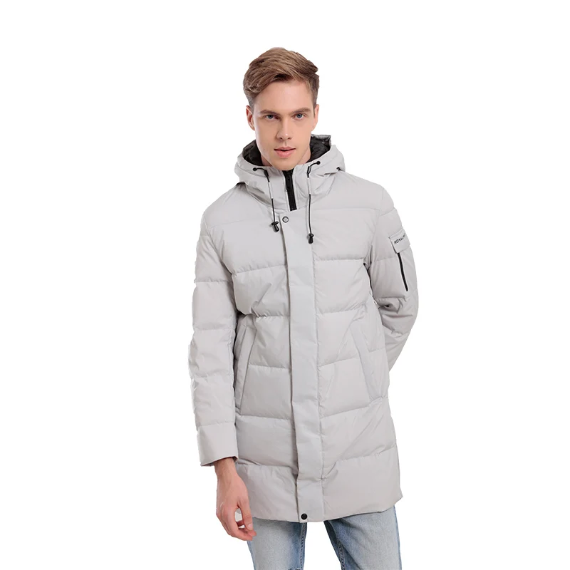 ROYALWAY 2019 New Men High Quality White Goose Meat Hooded Down Jackets Waterproof Fabric Warm Outdoor Coats RFDM94316I | Спорт и