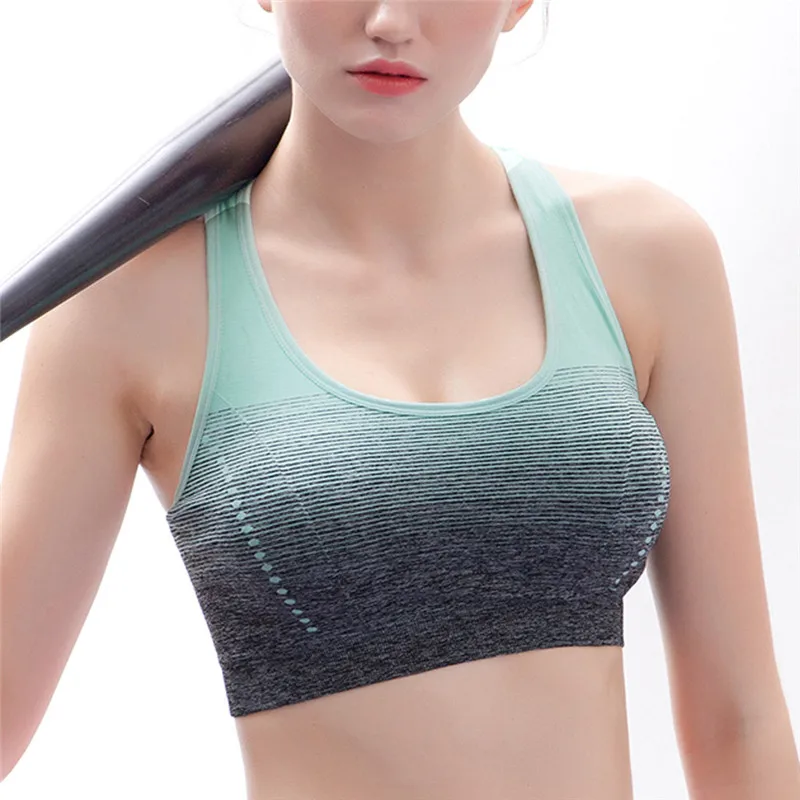 Спортивный бюстгальтер топ Женский постепенный цвет ударопрочный спортивный