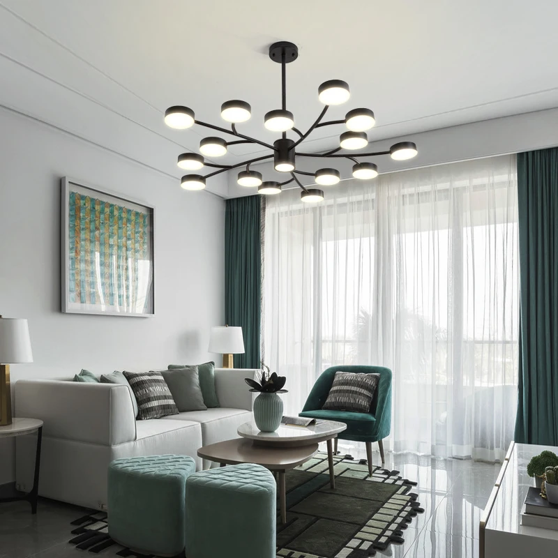 Современная Подвесная лампа для столовой спальни черного/золотого цвета