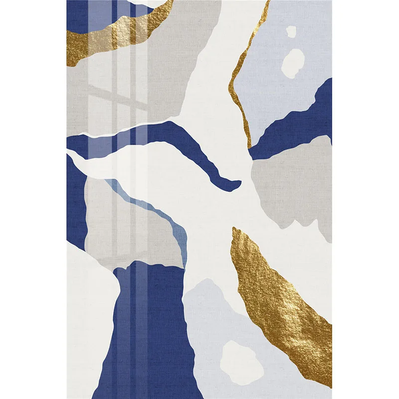 

Cross-border Abstract Blue Oil Painting Art Gold Foil Ribbon Living Room Decoration Painting Decoration Painting Painting Core