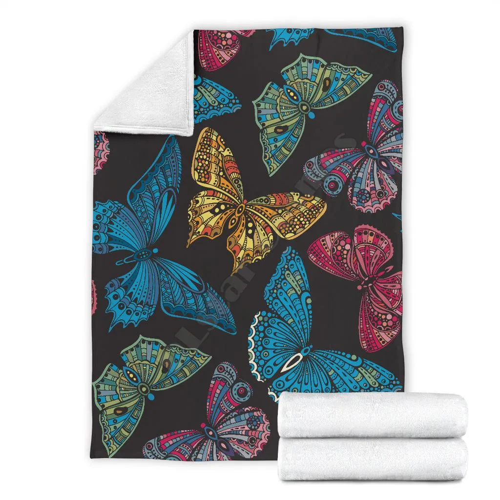 

Colorful Butterfly Feece blanket 3D Printed Blanket Adults/kids Sherpa Blanket On Bed Home Textiles Home Accessories