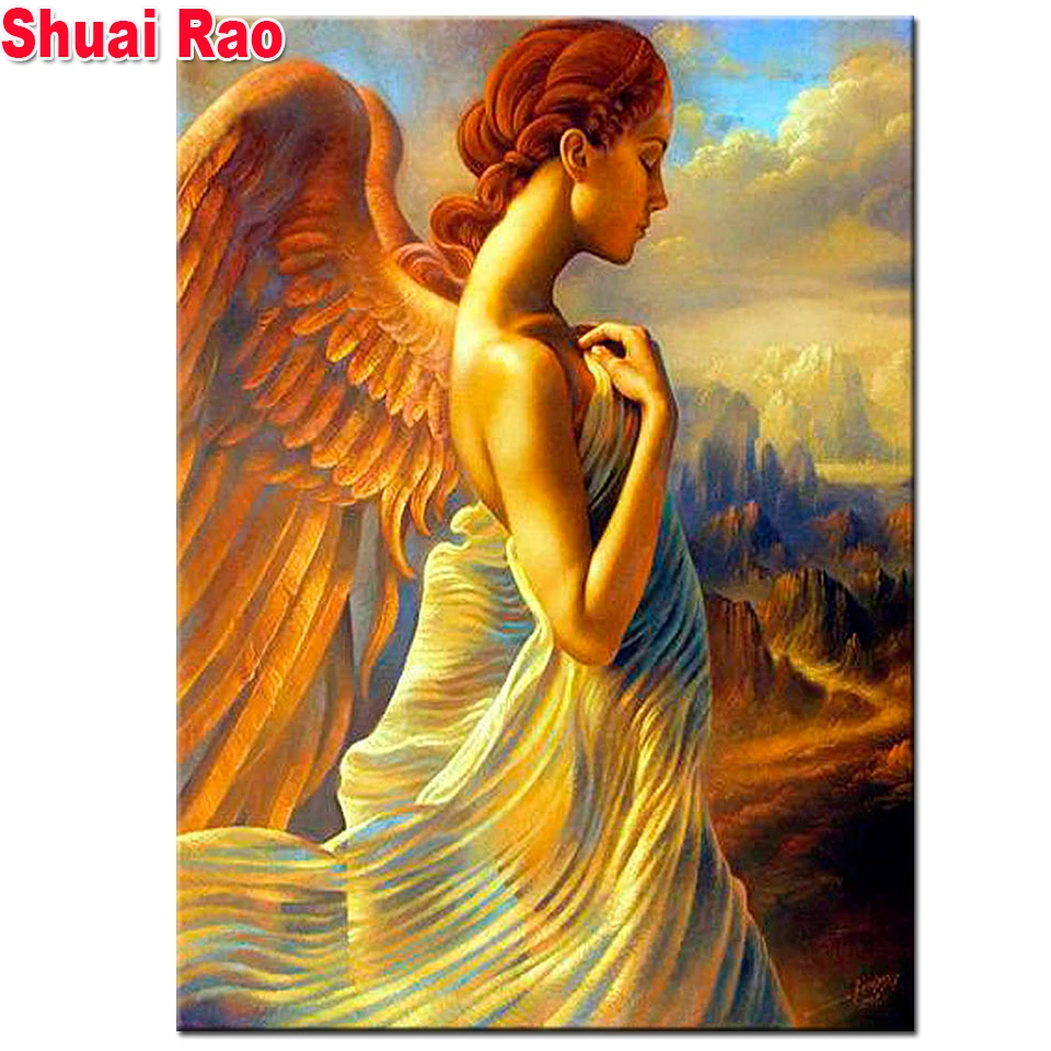 3D с украшением в виде кристаллов круглая квадратная DIY алмазная живопись крылья