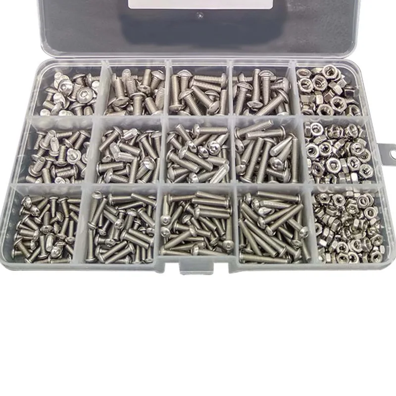 500Pcs M2 M3 M4 M5 Screws Socket Head 304 Countersunk Mounting Hardware Hexagonal Stainless Steel Bolt Nut Kit | Обустройство дома