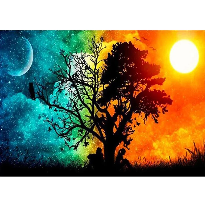 

Painting By Numbers Scenery DIY Oil Coloring By Numbers Tree Landscape Canvas Paint Art Pictures Home Decor