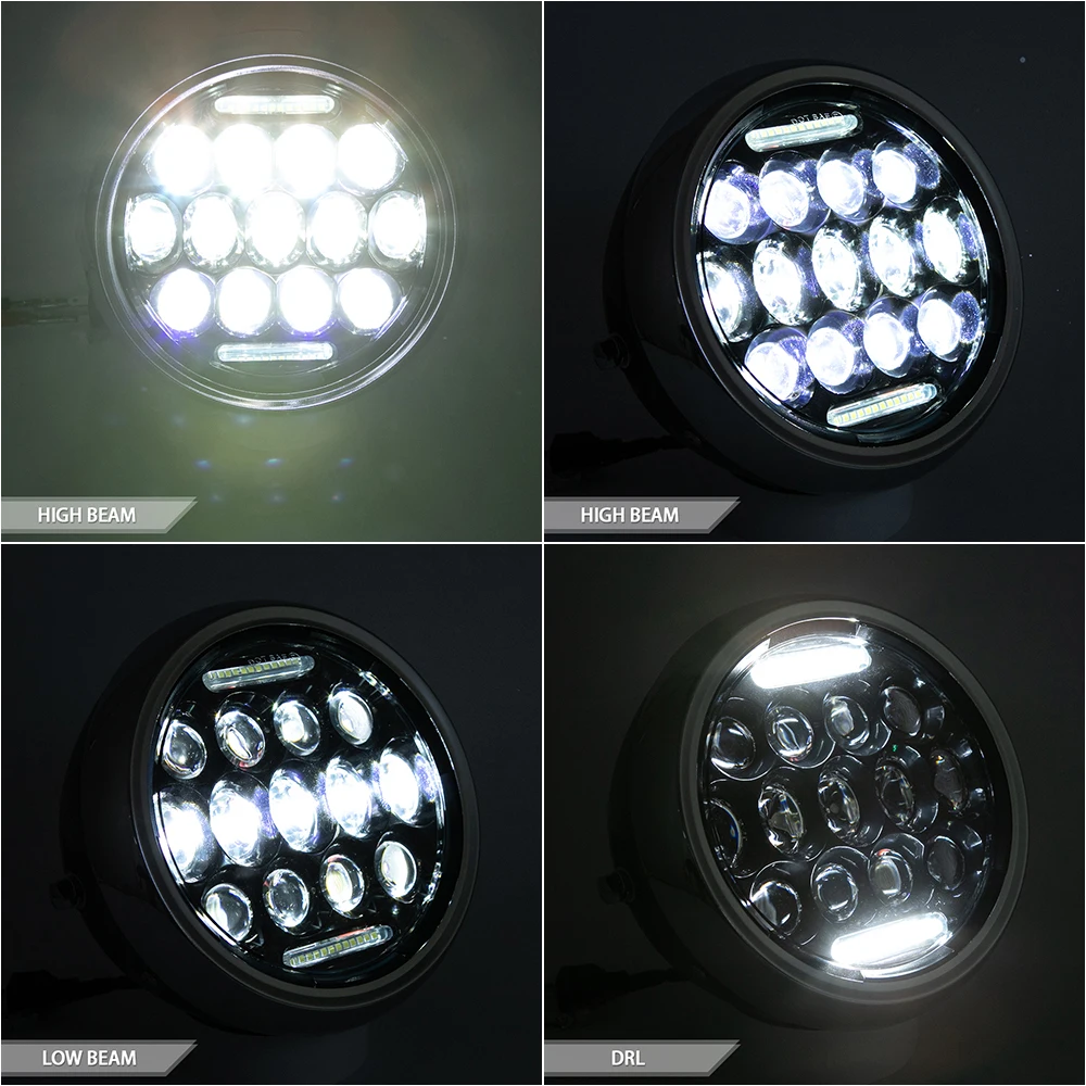 New Hot Motorcycle LED Headlight High Low Beam DRL Daytime Running Light 12V For Honda Kawasaki Yamaha Victory Cafer Racer |