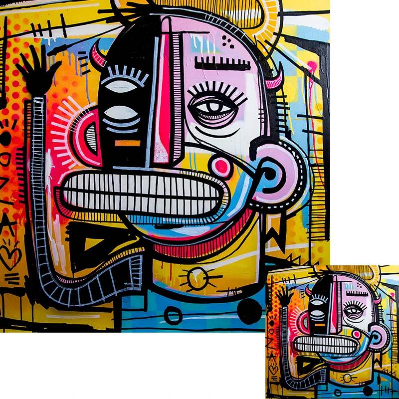 Абстрактная Картина на холсте с граффити настенные постеры и принты красочная