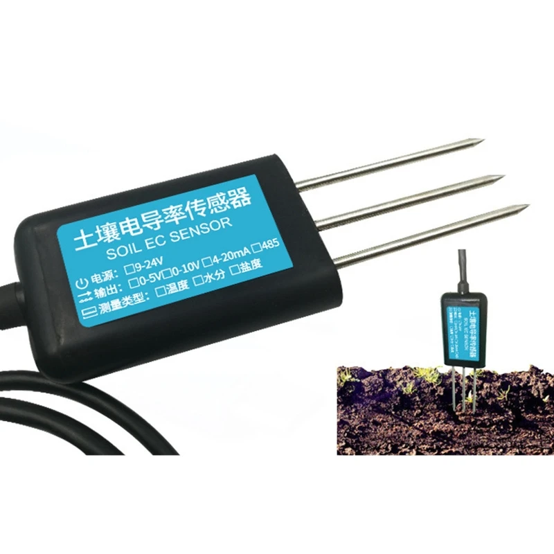 

Three-in-one Soil Salt Sensor Soil Temperature/Humidity/Conductivity RS485 Detector Soil Moisture Tester for Plant Lawn