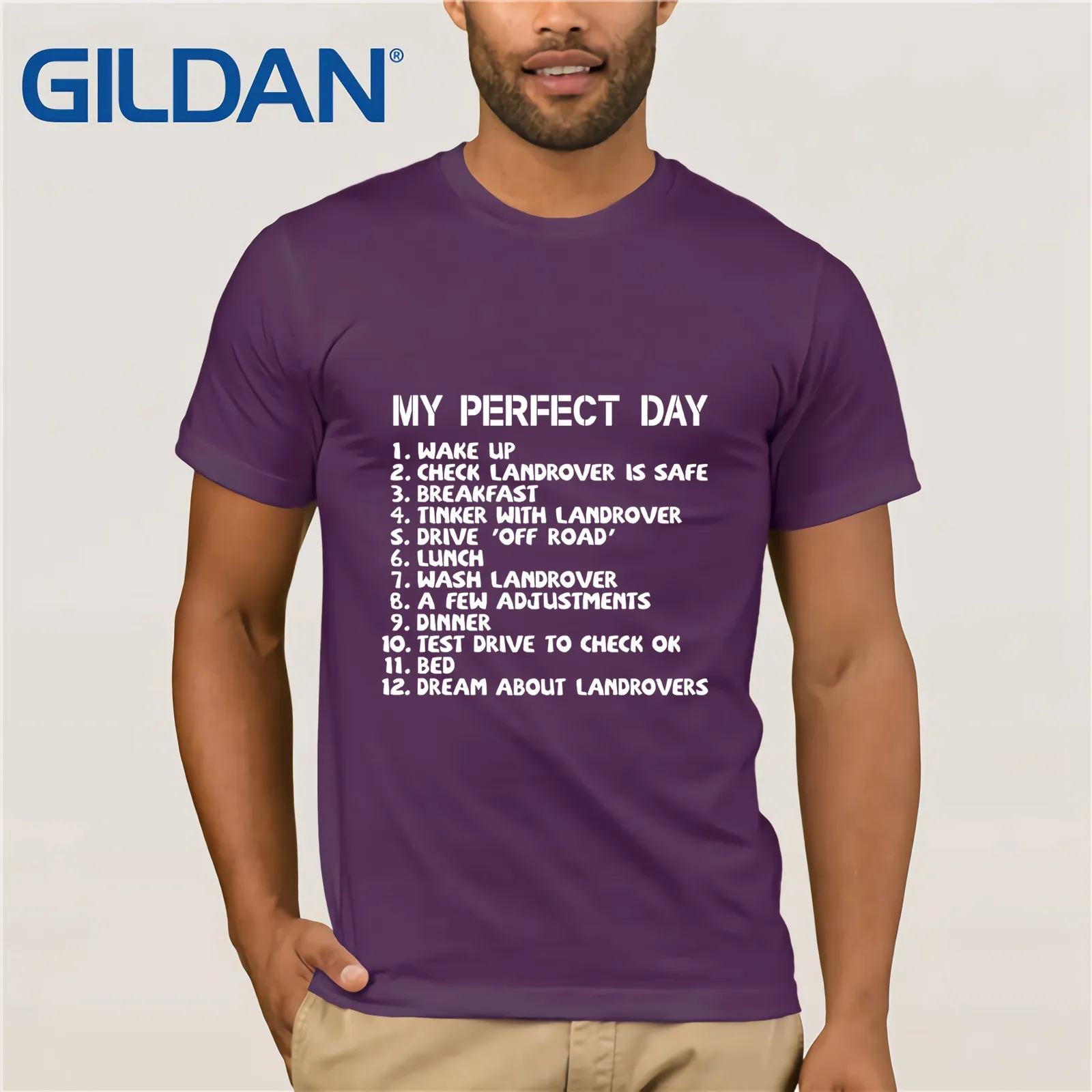 LEQEMAO My Perfect Day Landrover T-Shirt 4x4 Off Road Dad Truck To Do List Mens Gift Top T Shirt Hot Topic Men Short Sleeve | Мужская