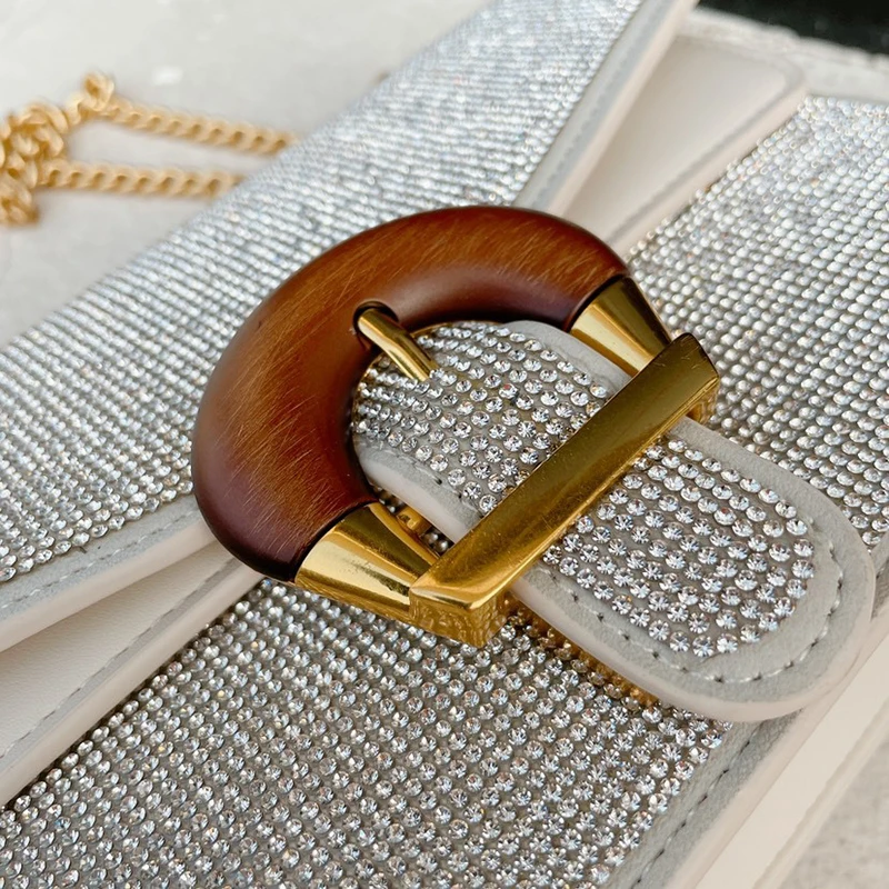 

[BXX] Vintage PU Leather Rhinestone Bags Women 2021 Fashion Branded Chain Crossbody Hand Bag Lady Trend Hand Bags Purses CB653