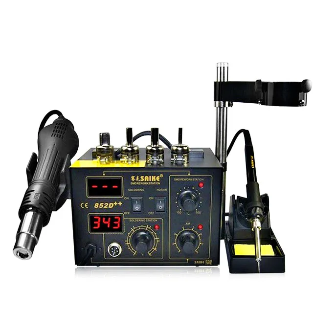 SAIKE 852D++ стандартная паяльная станция паяльник 220 В или 110 В 2 в 1 Утюг горячий воздух паяльная Тепловая пушка BGA