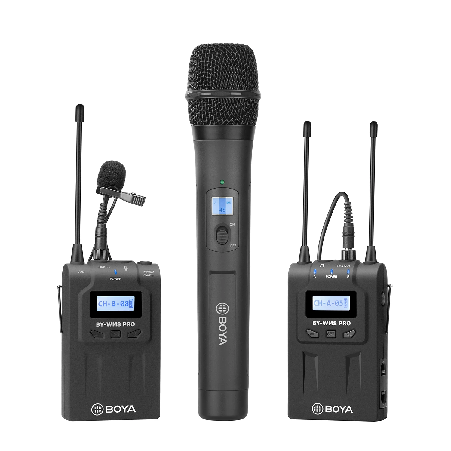 Беспроводной ручной микрофон BOYA BY-WHM8 Pro UHF 48 каналов светодиодный дисплей