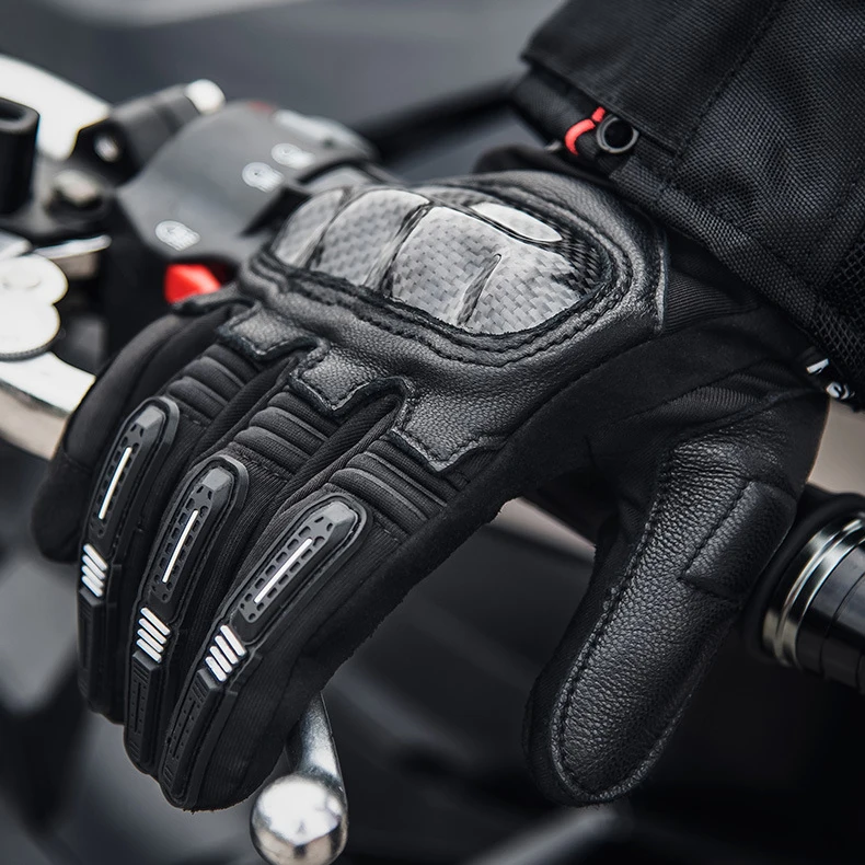 Мотоциклетные Перчатки из натуральной кожи дышащие митенки углеродного волокна