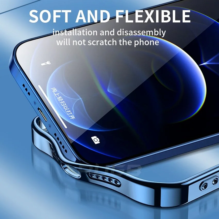 

Luxury Square Plating Transparent Soft Thin Silicone Case For iPhone 12 11 Pro Max Mini X XS XR 7 8 Plus SE 2020 Clear TPU Cover