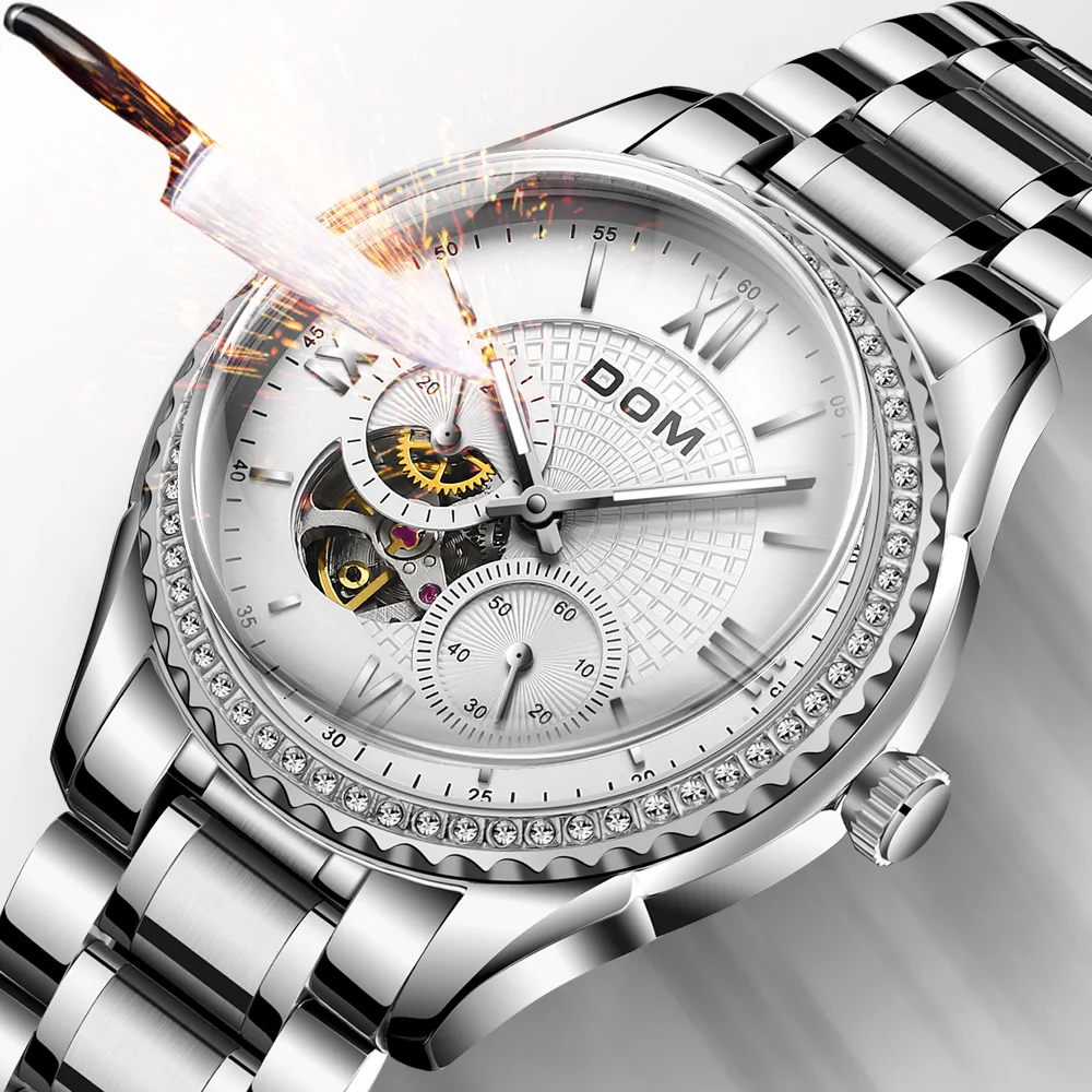 DOM Automatic mechanical watch  men's watch  stainless steel waterproof   women's watch  luminous business  sport   couple watch