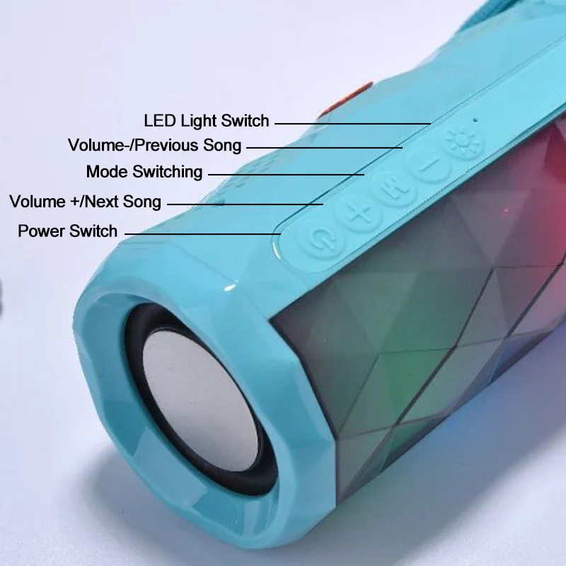 Портативный Bluetooth Динамик светодиодный Беспроводной на открытом воздухе TF карта