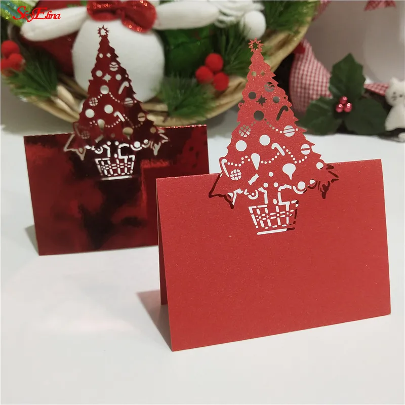 Горячая распродажа 10/50/100 искусственная Лазерная вырезка полая елка форма