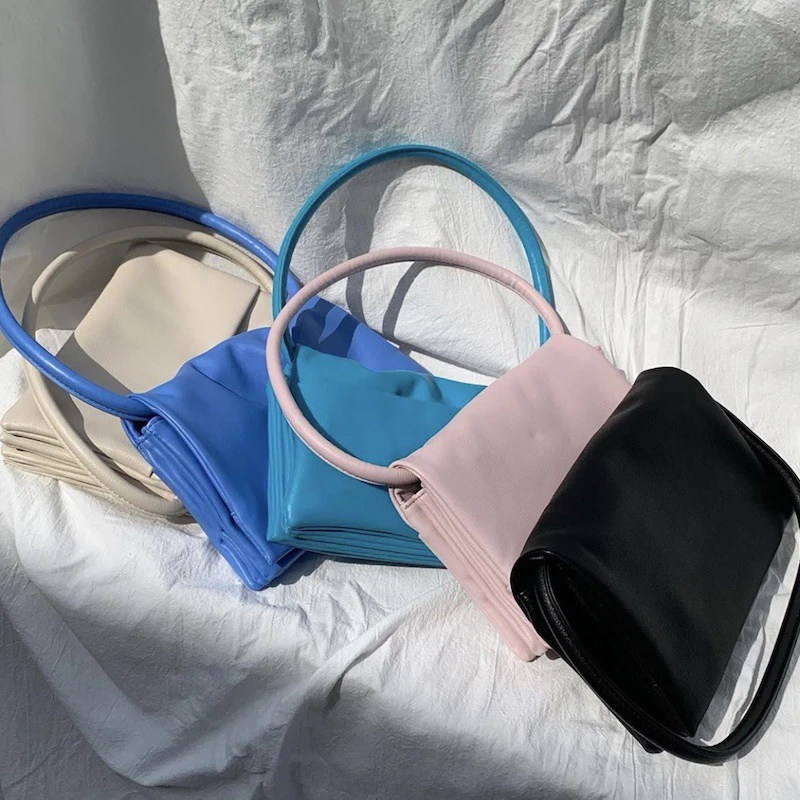 

Niche Macaron Color Underarm Bag Multi-layer Organ Brand Handbag 2021 New Round Handle for Women Simple Shoulder Handbags