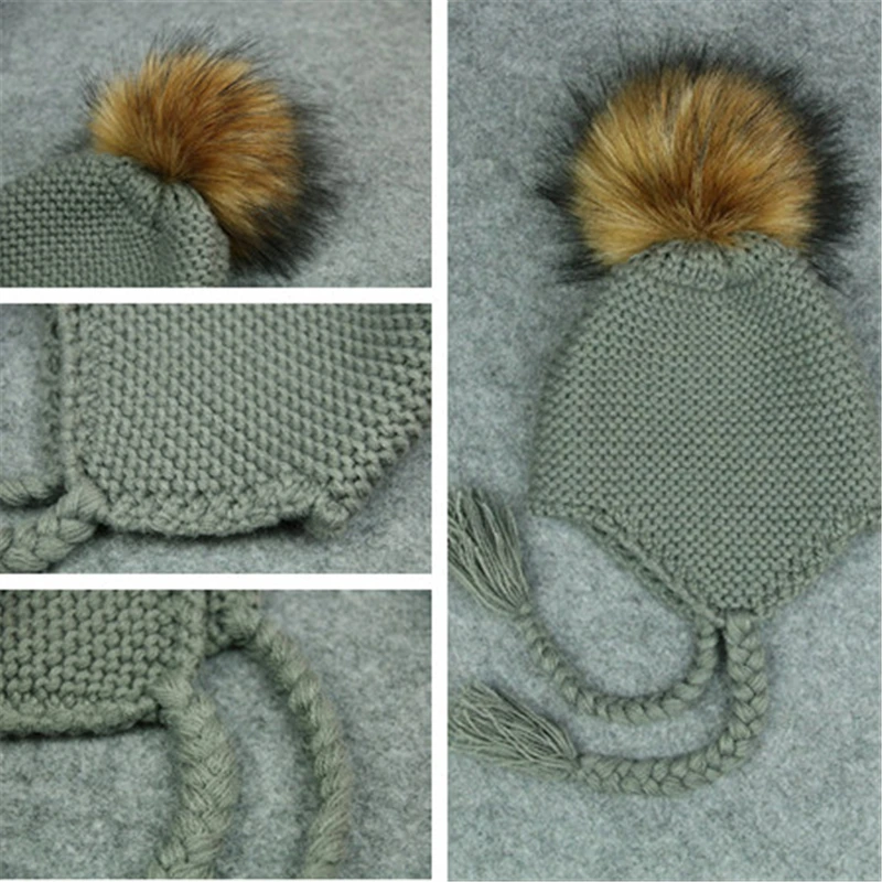 

Cute Hairball Baby Hat for Girls Boys Handmade Crochet Knit Winter Baby Beanie Cap Elastic Toddler Beanie Hats Hair Accessory