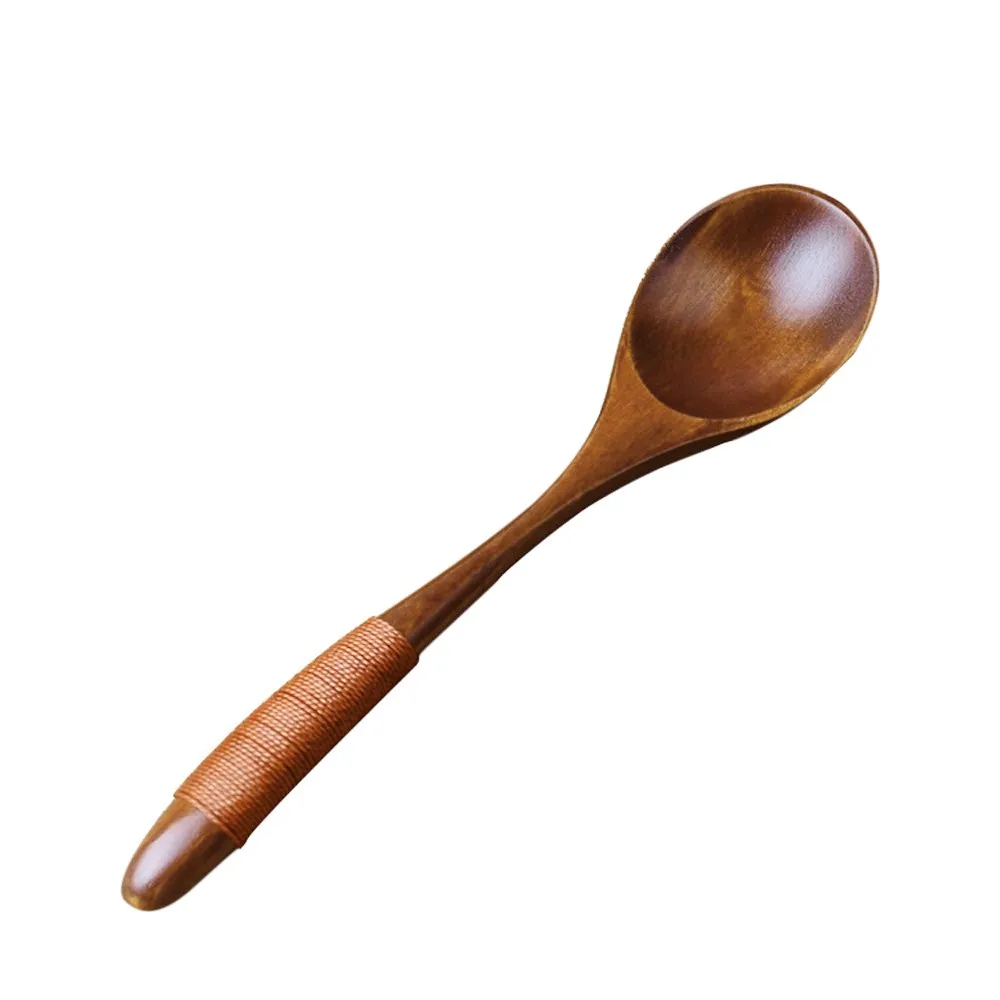 

Wooden Spoon Soup-Teaspoon Solid Wood Porridge Spoon Honey Coffee Creative Japanese-Style Green Tableware For Kicthen
