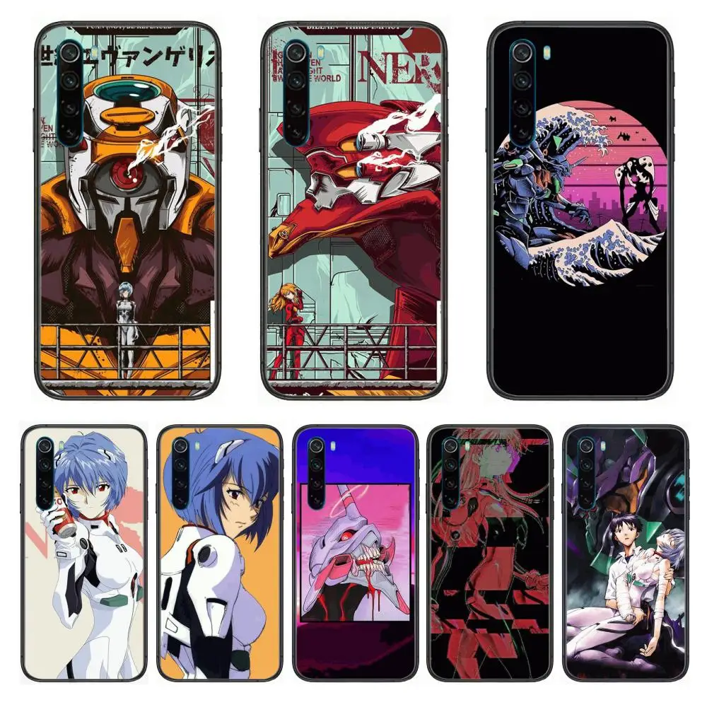 

Cartoon Neon Genesis Evangelist cartoon Phone Case For XiaoMi Redmi Note 9S 8 7 6 5 A Pro T Y1 Anime Black Cover Silicone Back