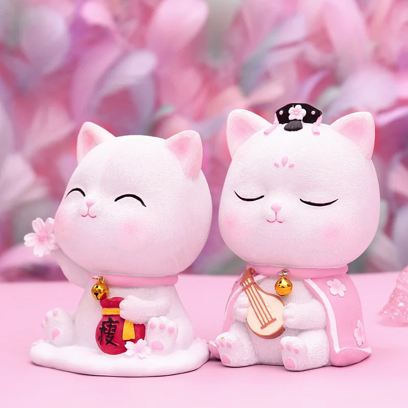 Кавайная розовая копилка с кошкой креативная большая из смолы украшение для