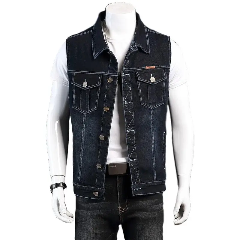 Idopy размера плюс джинсовый жилет L 8XL эластичные джинсы высокого качества жилетка