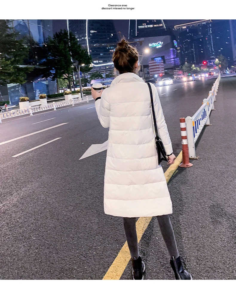 Double Sided Women's Down Jacket Long Winter Turtleneck White Duck Down Coat Female Double Breasted Plus size Warm Plaid Parkas