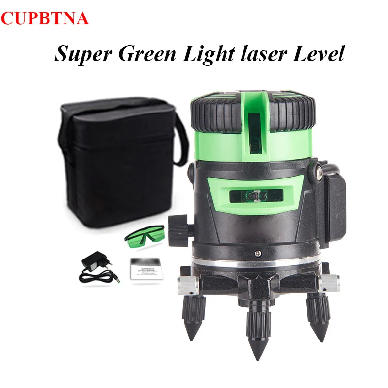 Super Green Light 2/3/5 Lines Laser Level Indoors Outdoors 4d High Precision 360° Roating Laser Guide Leveler Self Level