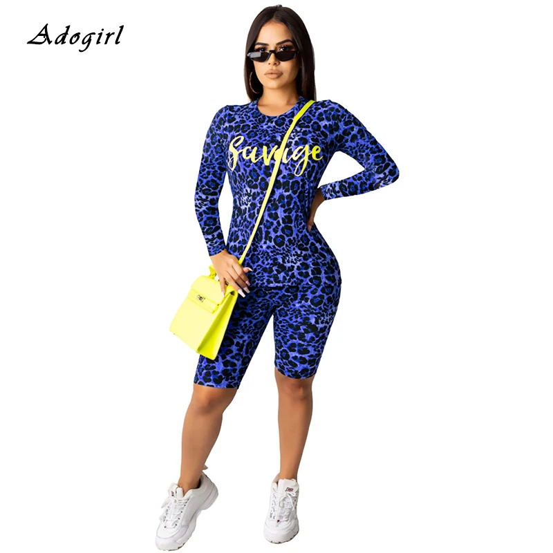 Повседневный женский спортивный костюм с леопардовым принтом сексуальный