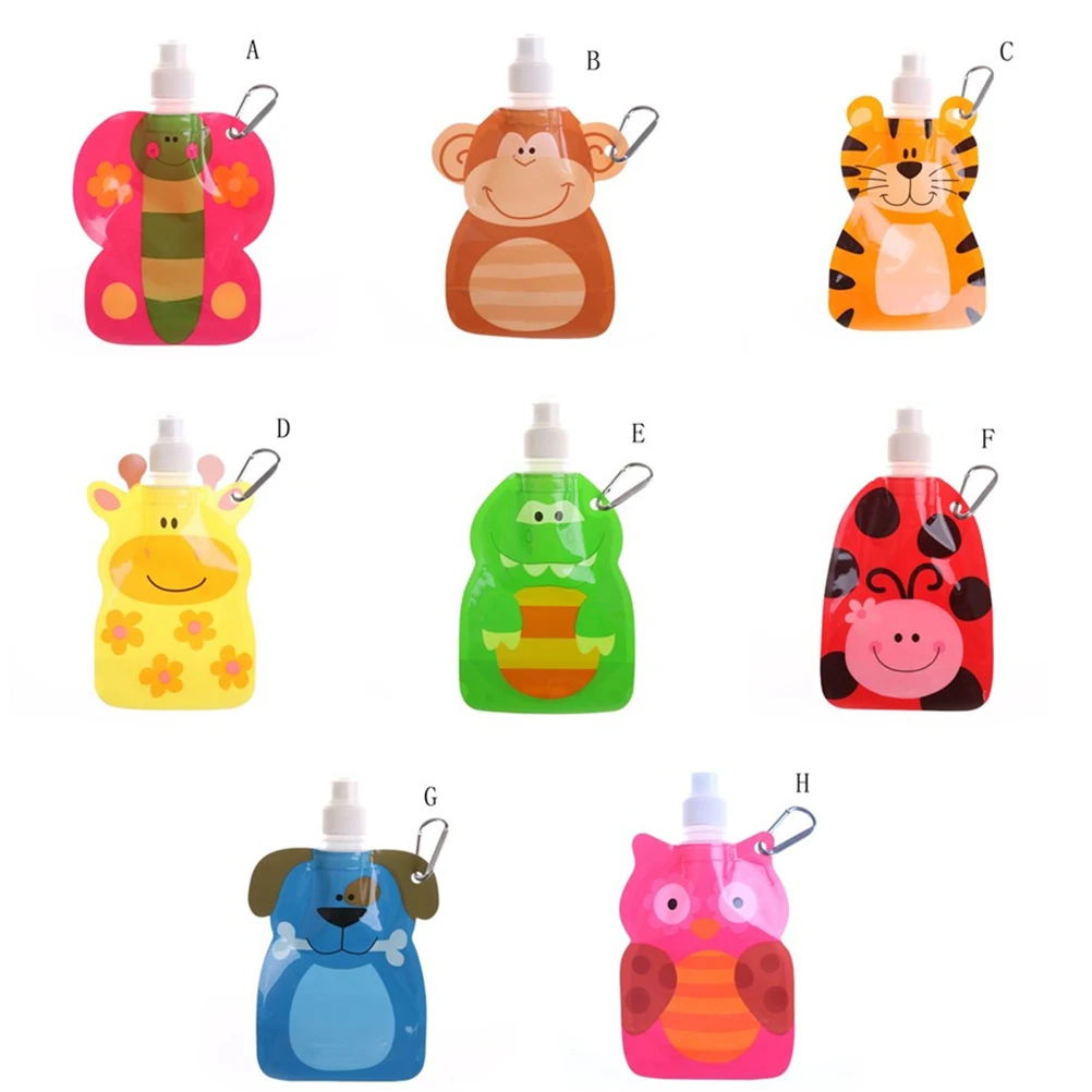 

1PC Foldable Cartoon Animal Eco-Friendly Travel Drink Bottle Safe For Kids Children Gift 300-350Ml