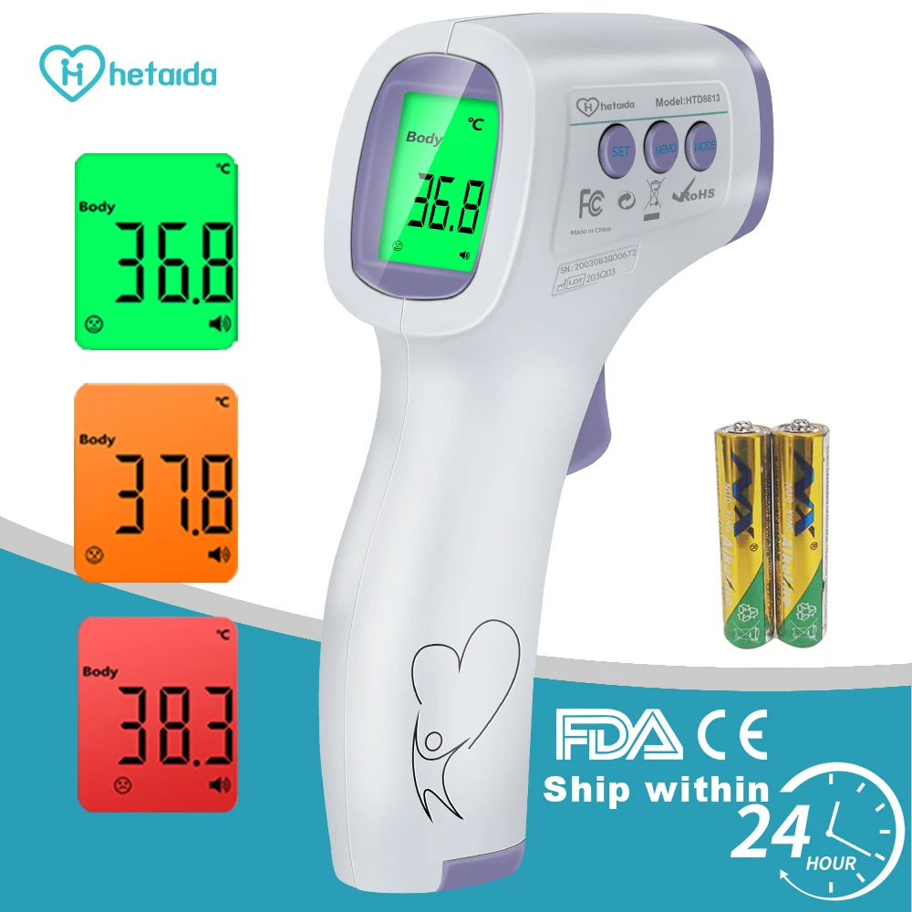 Инфракрасный ЛОБНЫЙ термометр Hetadai детский бесконтактный с аккумулятором