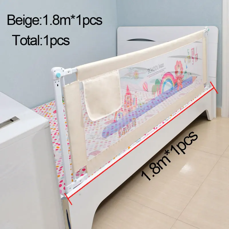 beige1.8 Складной Барьер Безопасности Ребенка забор для детей Детский манеж; кроватка рельсовое ограждение ворота площадка для детей перила для детской кровати Боковой бампер - Цвет: beige1.8