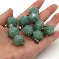 1pcs natural stone pendant section polygon green aventurine pendant for jewelry making diy necklace bracelet earrings accessory