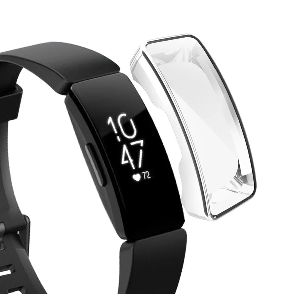 Серебристый Мягкий чехол из ТПУ Для Fitbit Inspire, 10 цветов, чехол для часов, защита экрана, аксессуары для умных часов, для Fitbit Inspire Hr - Цвет: Серебристый