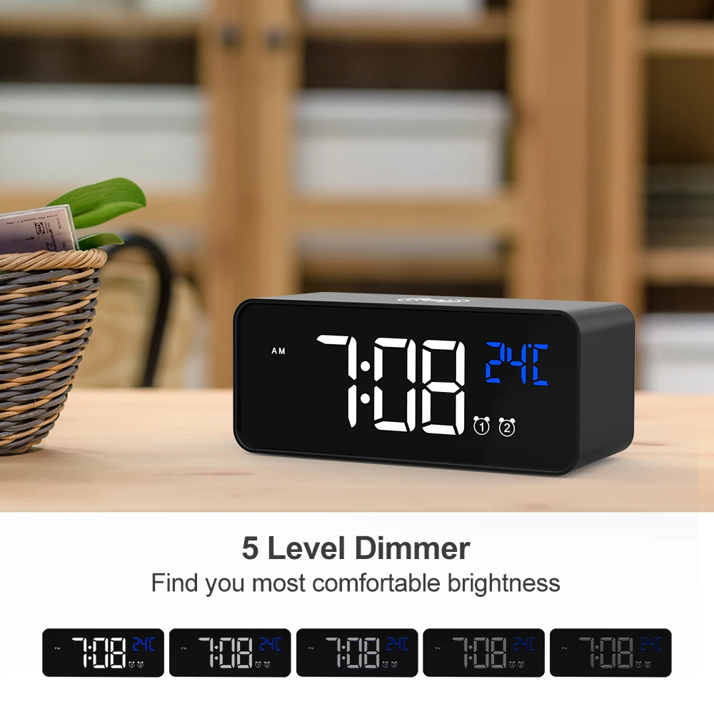 3 in 1 digital led desk alarm clock thermometer 15w wireless charger with qi wireless charging pad electric alarm clock free global shipping