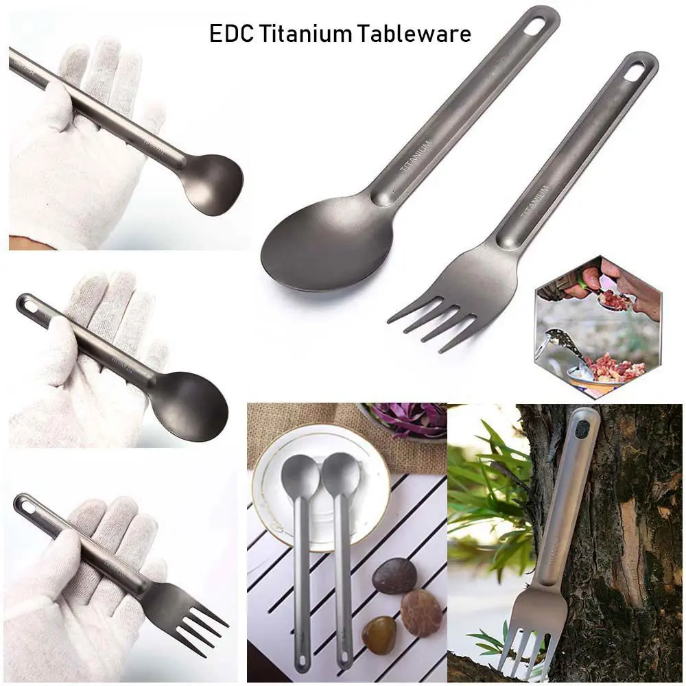

Portable Long Handle Spoon Outdoor Camping Light Titanium Tableware Cutlery Fork EDC Environmental Outdoor Picnic Accessories