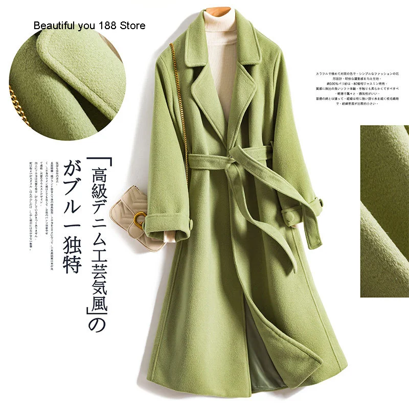 

Mid-length outer single women's clothing woolen coat long sleeve woolen coat