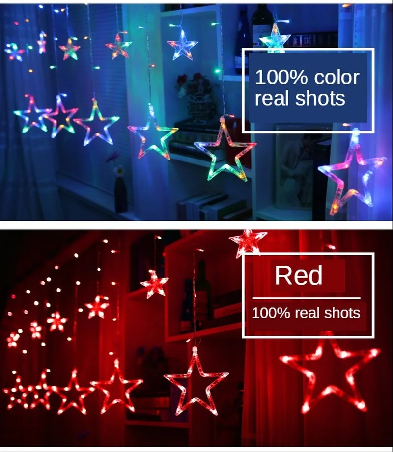 

Stars Curtain Lights LED Lights New Year String Lights Outdoor Christmas Decorative Light 220V