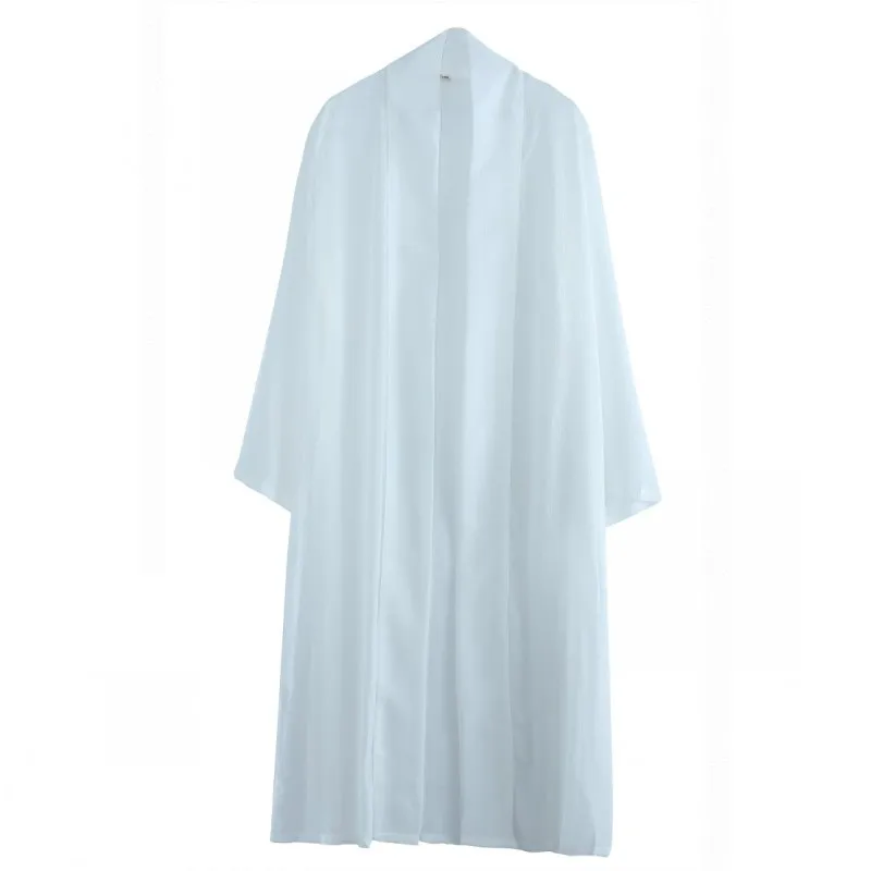 

2021 Summer Men Long Sleeve Chiffon Shirts White Loose Casual Thin Long Cardigan Shirt Brand High Quality Soft Male Tops Clothes