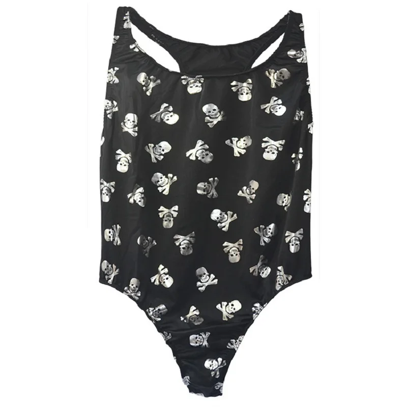 Сексуальное мужское нижнее белье эластичный комбинезон жилетка с принтом черепа