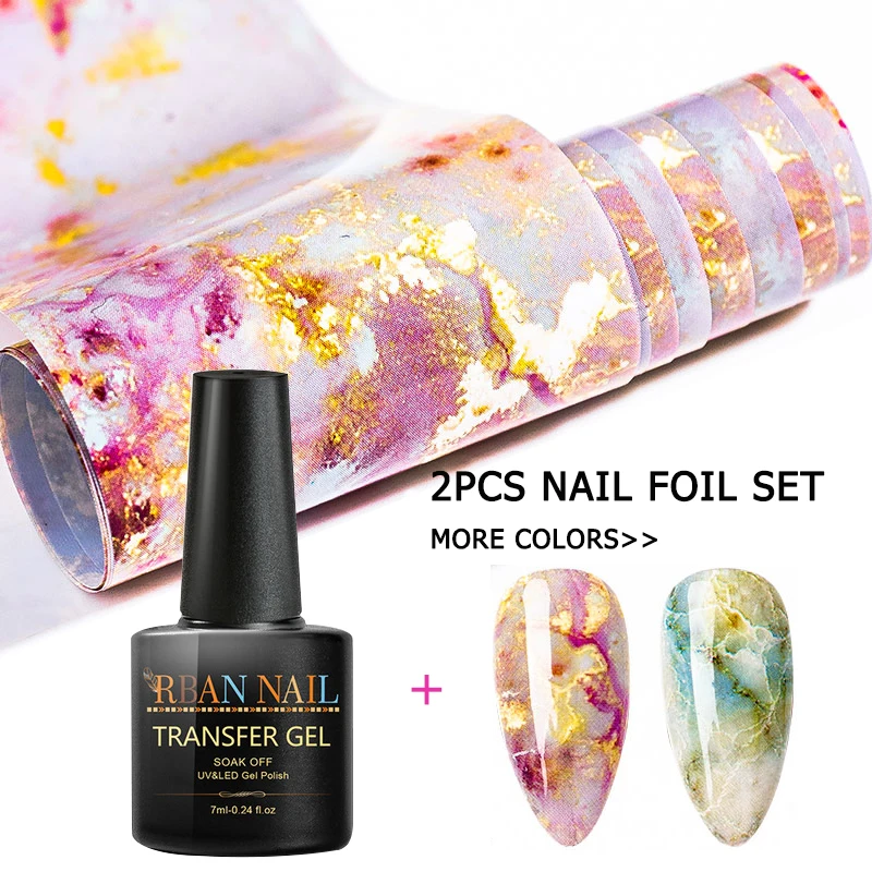 Набор из мраморной фольги для ногтей RBAN набор переноса гель лака нужна наклейка