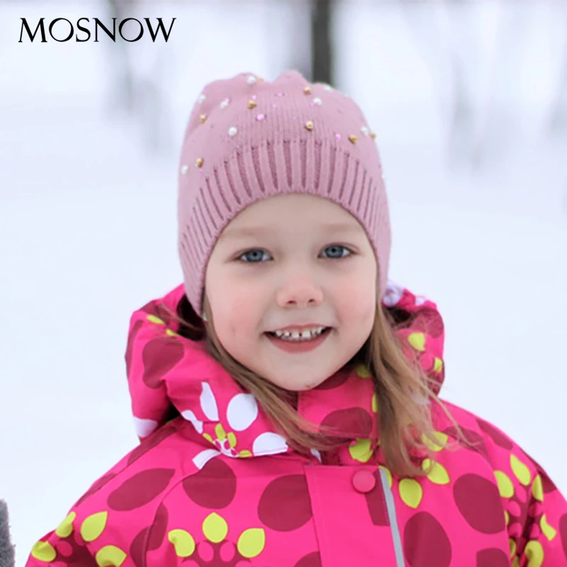 Детский крючком Кепки шапки бини шерсть Вязание Шапки с жемчугом и со стразами