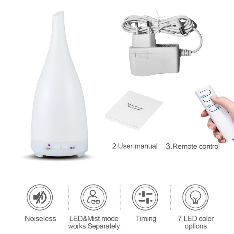 

KBAYBO essential oil diffuser air humidifier cool mist maker aromatherapy 7 color led lights for home fogger with remote control