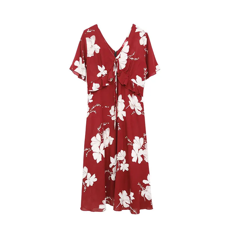 

Floral Dress For Women 2021 Spring Summer New Fashion Elegant Plus Size Fat MM Holiday Beach Loose Dresses Female JD1156