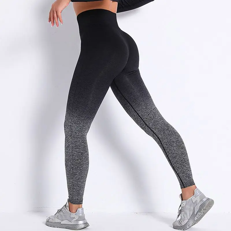 Women Sport Seamless Leggings High Elastic Gradient Slim Yoga Pants Gym Training Running Cycling Fintess Sport Leggings Femme