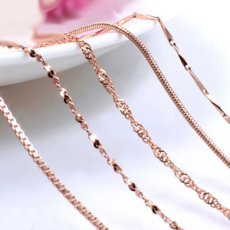 

45cm DIY Necklaces Making Chains Copper Wave/Snake/Box Chains Jewelry Making Beads Necklaces for Pendant Rose Gold Accessories
