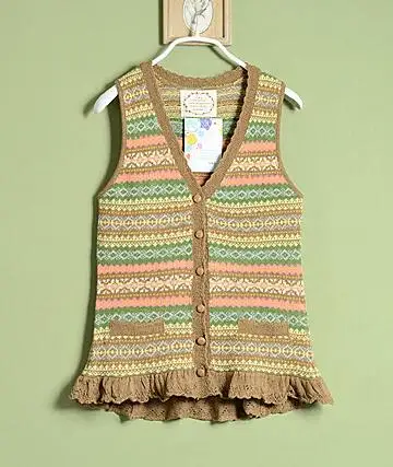 Вязаный крючком свитер жилет в полоску кардиган стиле мори для девушек топы