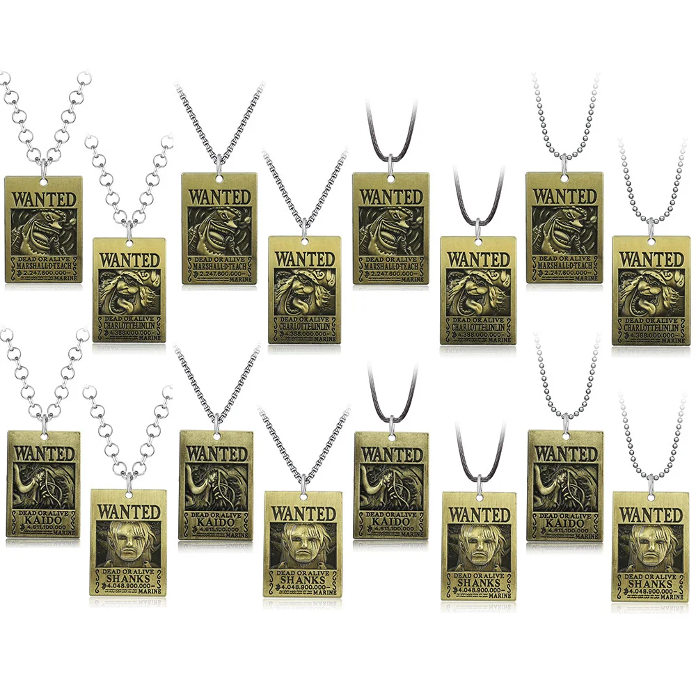 

Anime A Piece Wanted Metal Necklaces Kaido Akakami No Shankusu Pendants Marshall·D·Teach Neck Chain Cosplay Jewelry Souvenir