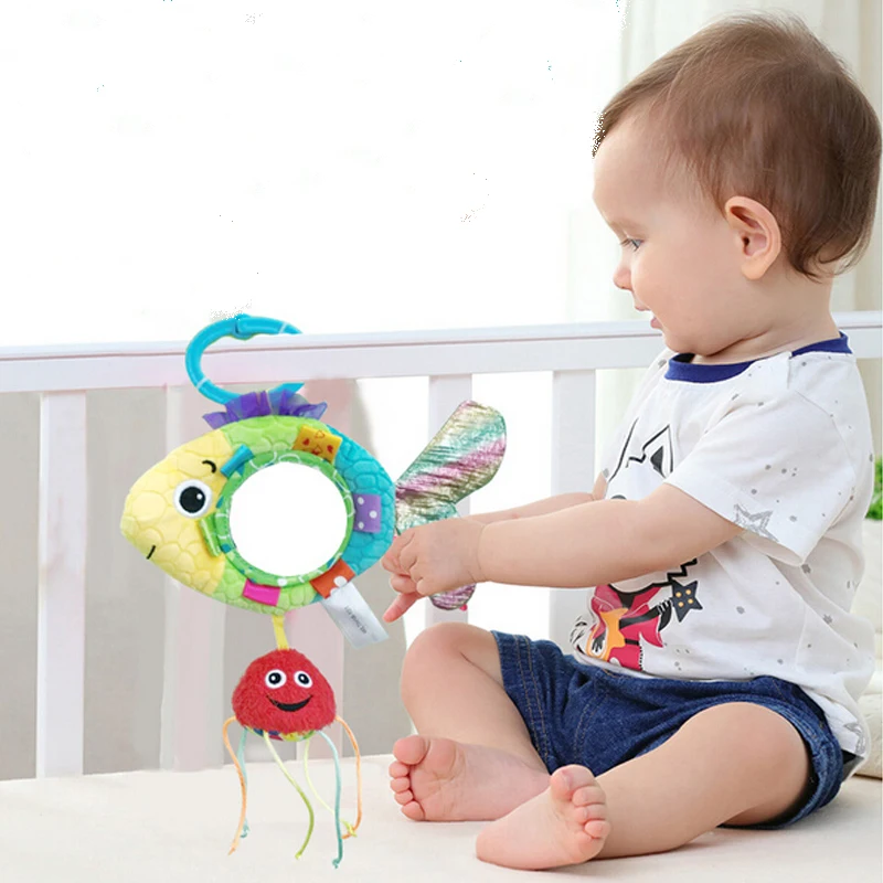 

Baby Toy Stuffed Plush Baby Rattles Toddler Car Seat Fish Mirror Infant Stroller Hanging Newborn Educational Toy 0-12 Months